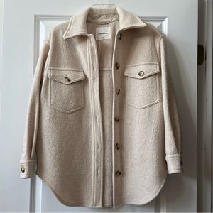 Aritzia Wilfred Free The Ganna Shirt Wool Jacket in Heather Bone Ivory Size XS